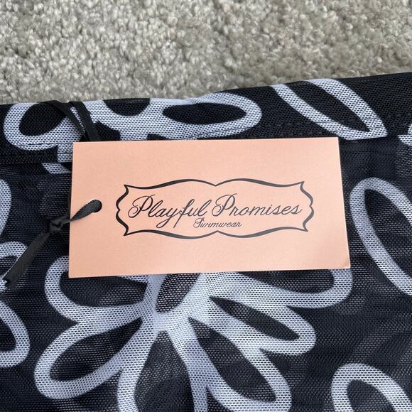 ASOS Womens Skirt 4 Black White Floral Mesh Swim Coverup Sheer Festival Beach - Picture 8 of 9